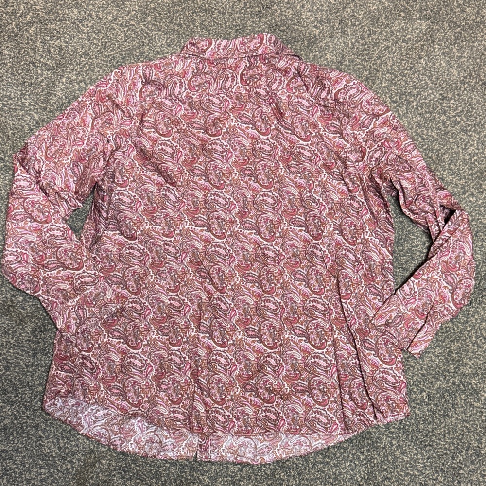 Lands End Woman’s Pink Brown Button up Shirt 22W 22 Rodeo Shirt Plus Womens - Picture 2 of 3